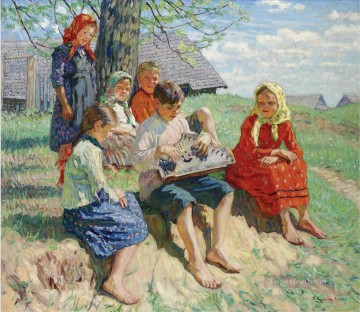 Impresionismo Painting - Ensayo de primavera Nikolay Belsky niño niño